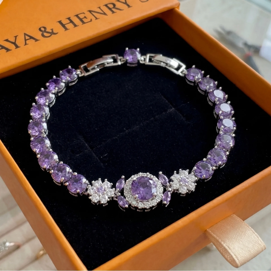 Velmira Crown Tennis Bracelet | White Gold